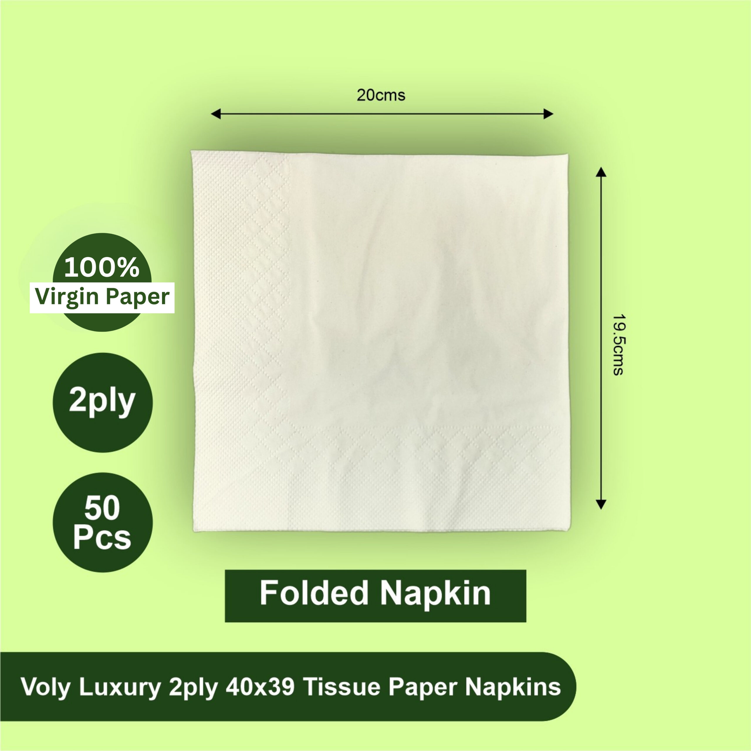 Voly Luxury 2ply 40x39 Tissue Paper Napkins - Image 3